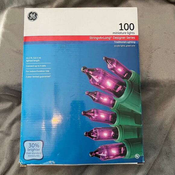 GE NWOT String a Long Miniature Purple Lights 100 - Picture 1 of 3